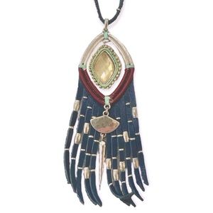 LUCKY BRAND Native American Boho Fringe Long Adjustable Necklace